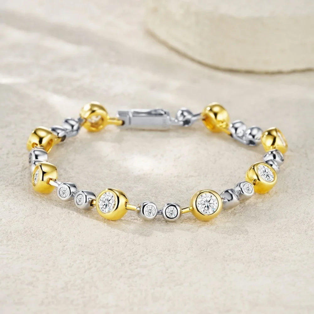 NKHOG 5mm Full Moissanite Bubble Bracelets For Women 925 Sterling Silver Double Color Diamond Bangle Party Jewelry GRA Wholesale