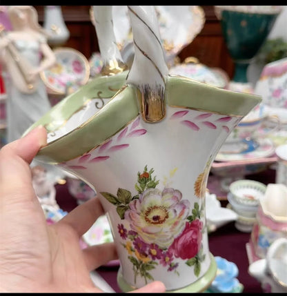 Ceramics Flower Jewelry Storage Box Vase Teapot Flower Basket Jewelry Case Storage Jewelry Organizer Display Home Decor Ornament