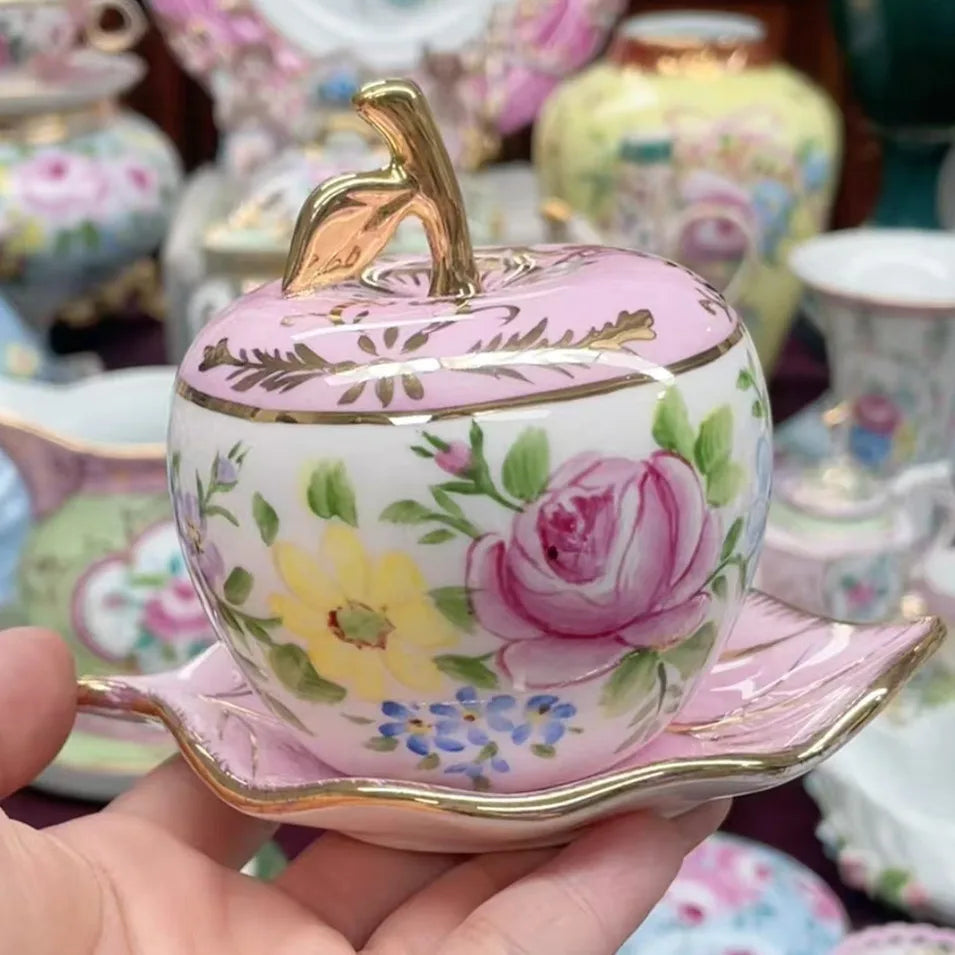 Ceramics Flower Jewelry Storage Box Vase Teapot Flower Basket Jewelry Case Storage Jewelry Organizer Display Home Decor Ornament