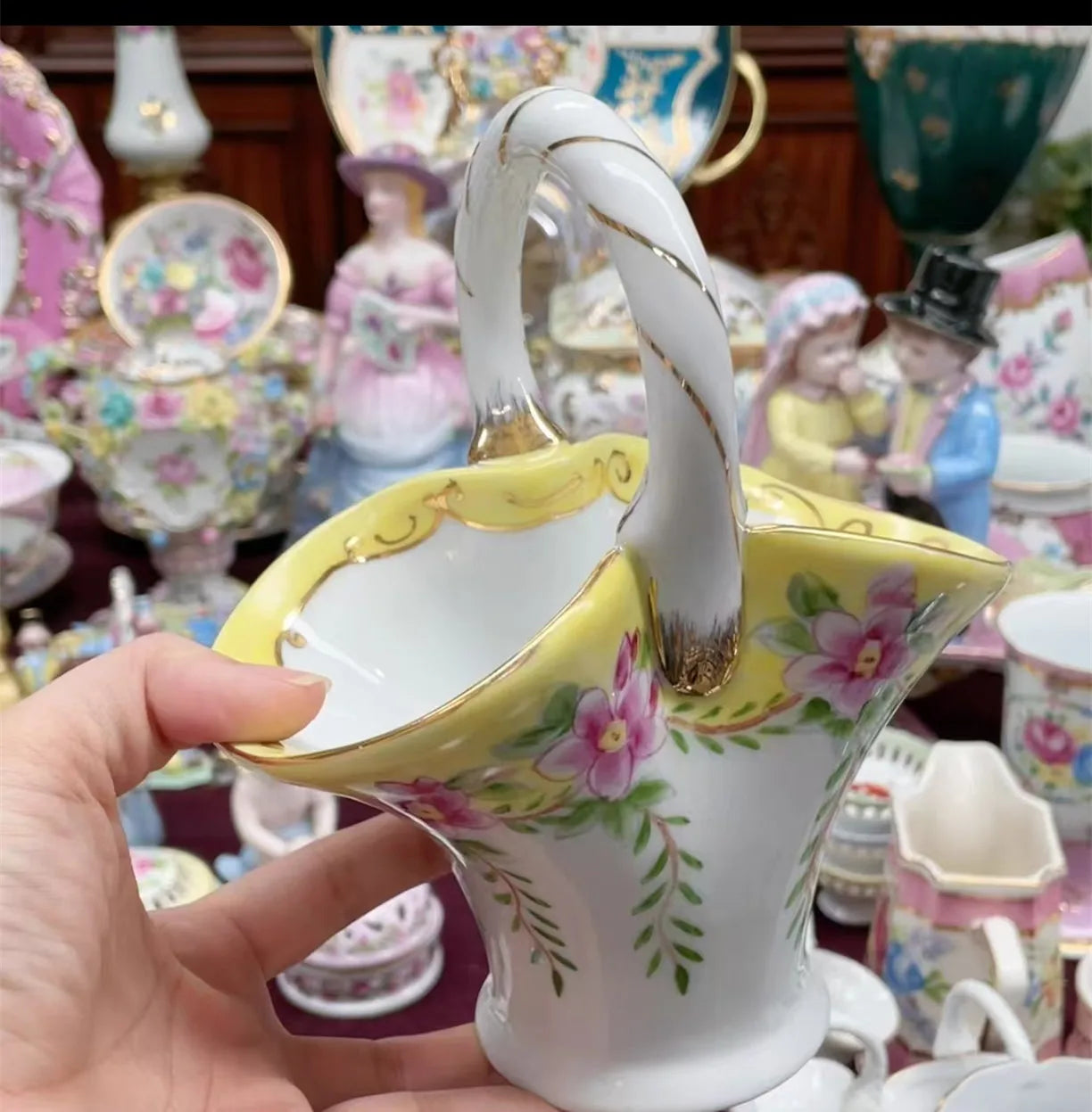 Ceramics Flower Jewelry Storage Box Vase Teapot Flower Basket Jewelry Case Storage Jewelry Organizer Display Home Decor Ornament