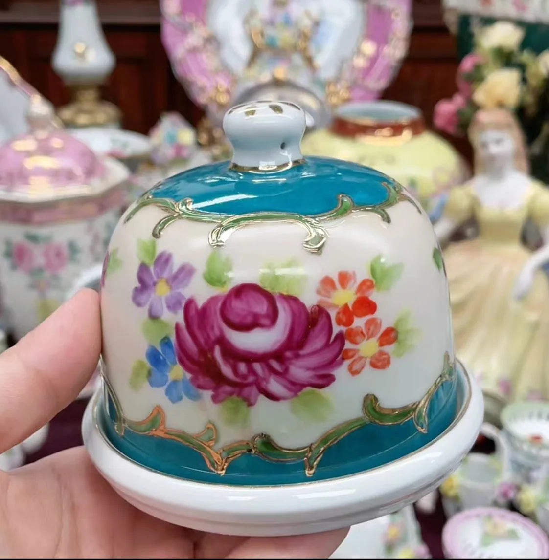 Ceramics Flower Jewelry Storage Box Vase Teapot Flower Basket Jewelry Case Storage Jewelry Organizer Display Home Decor Ornament