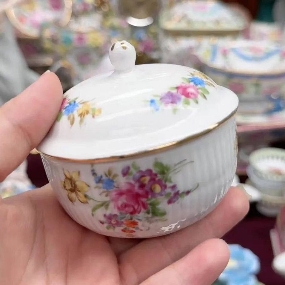 Ceramics Flower Jewelry Storage Box Vase Teapot Flower Basket Jewelry Case Storage Jewelry Organizer Display Home Decor Ornament